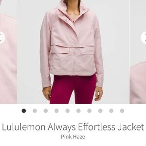 lululemon athletica always effortless jacket Pink Haze size 6 NWT